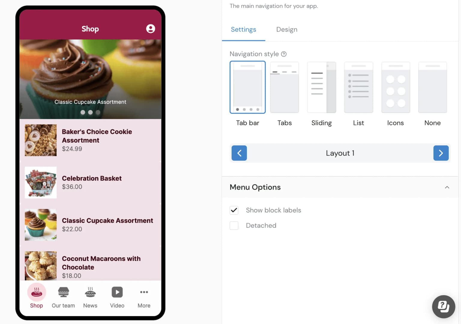 Change the navigation in your app with one click