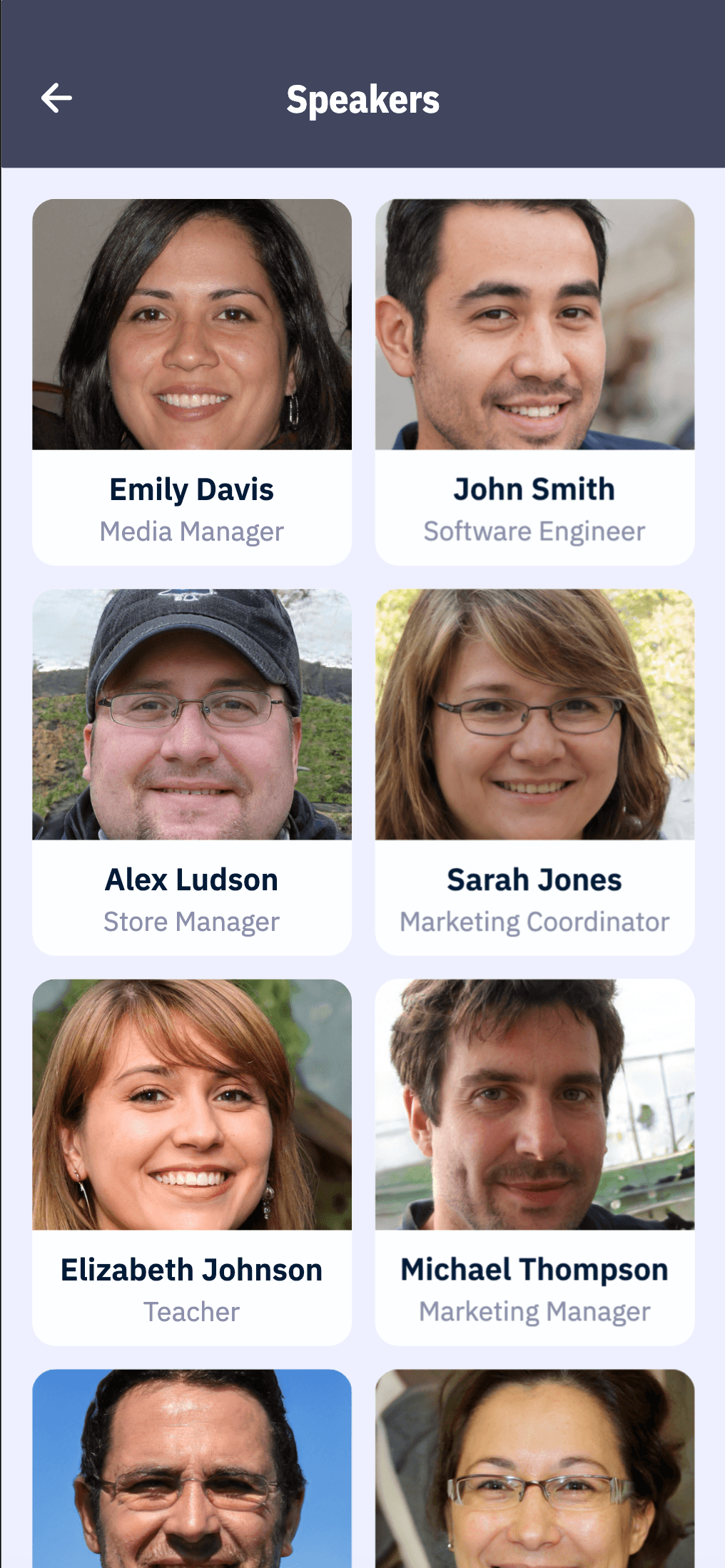 Business Event App - Speakers