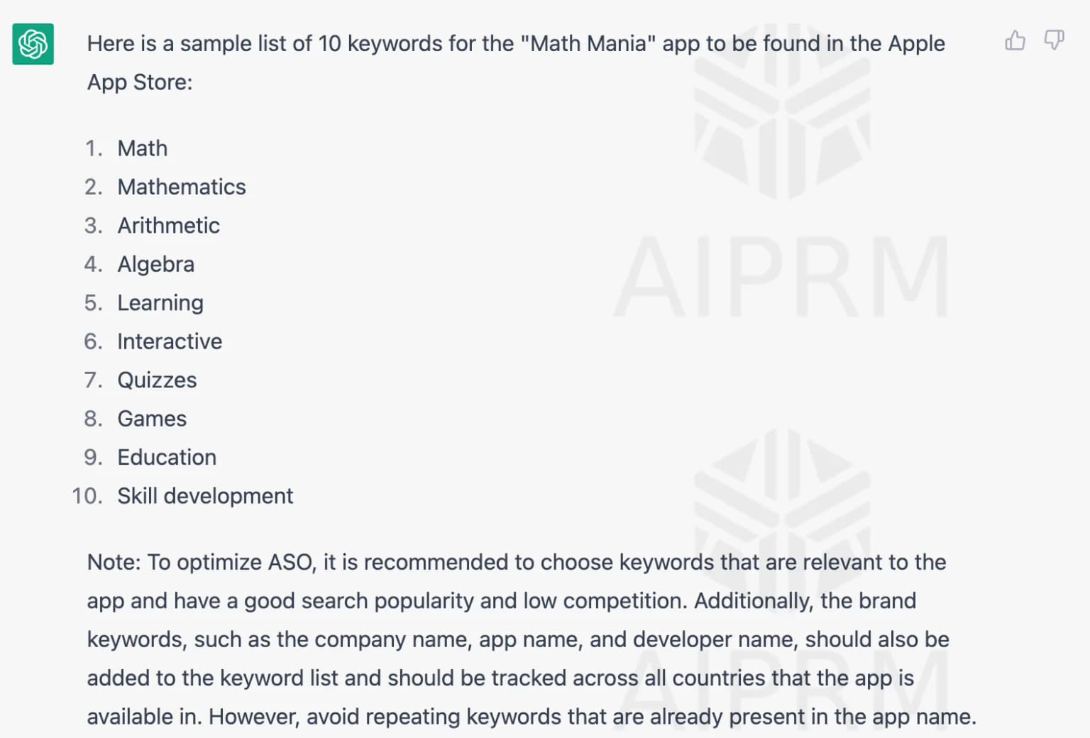 Screen Shot 2023-02-05 at 5.55.27 PM.png ChatGPT finds you the most important keywords for your app in the app stores
