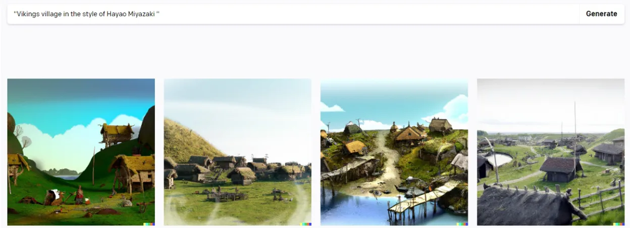 Screen Shot 2023-02-05 at 8.28.07 PM.png Vikings village in the style of Hayao Miyazaki.